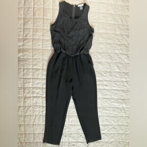 Drew Black Sleeveless Jumpsuit w/ Silk Overlay Contemporary Classy Office - 6